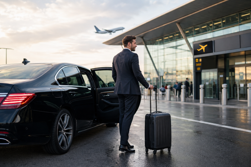 London airport transfer with private car and passenger at airport